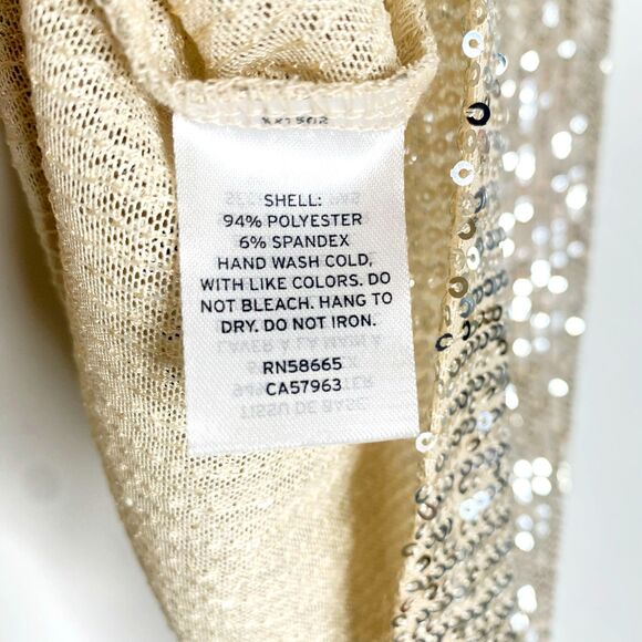 Open Edit Champagne Sequin Mesh Sleeveless Top - Picture 9 of 9